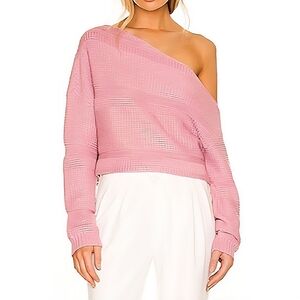 Lovers + Friends Porto Santo‎ Off The Shoulder Knitted Cropped Sweater Top